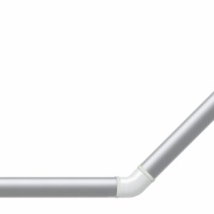 SecuCare zilverkleurige wandbeugel met afdekkappen in mat wit 45° gehoekt 30 x 30 cm